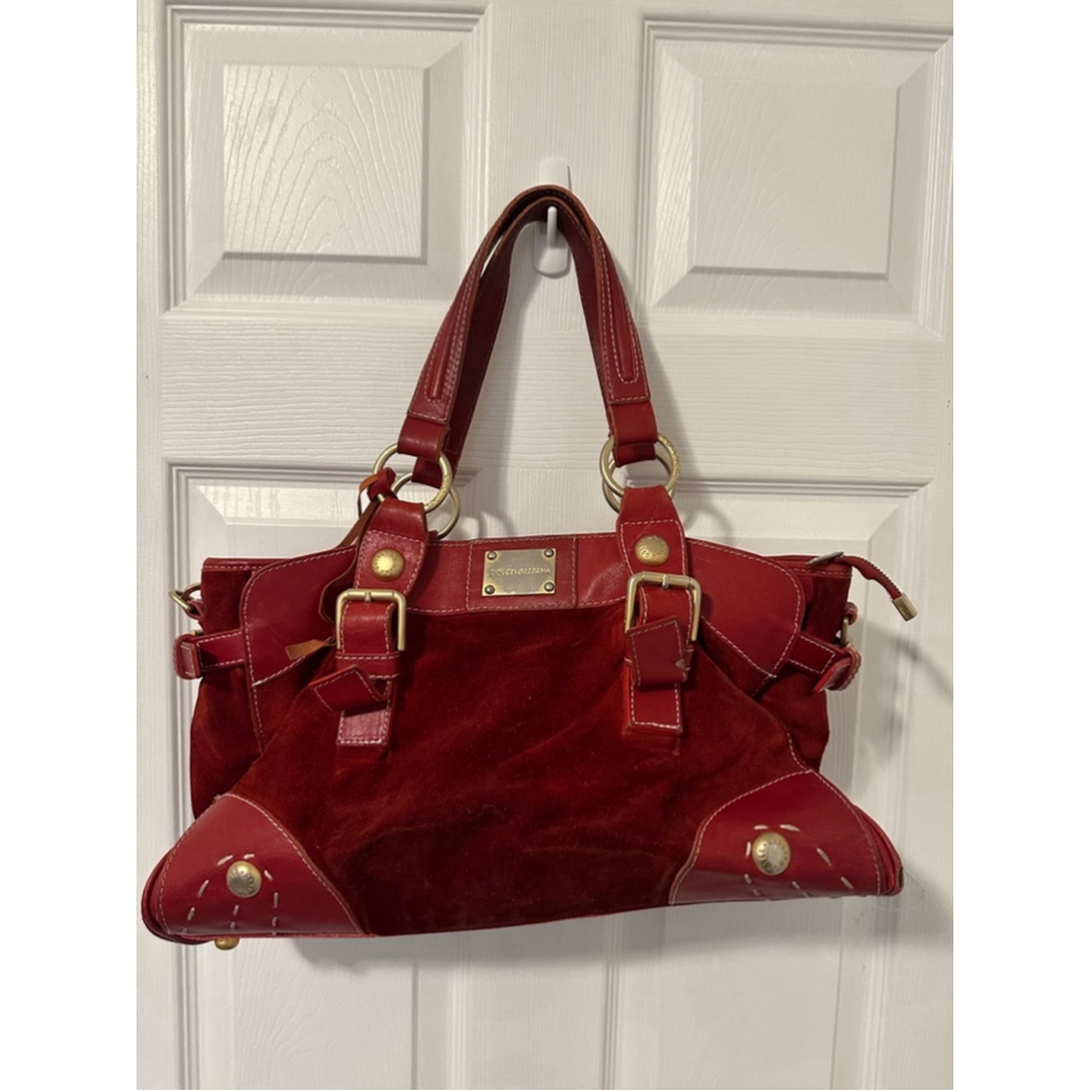 Y2K Dolce & Gabbana Women's Red suede leather Handbag